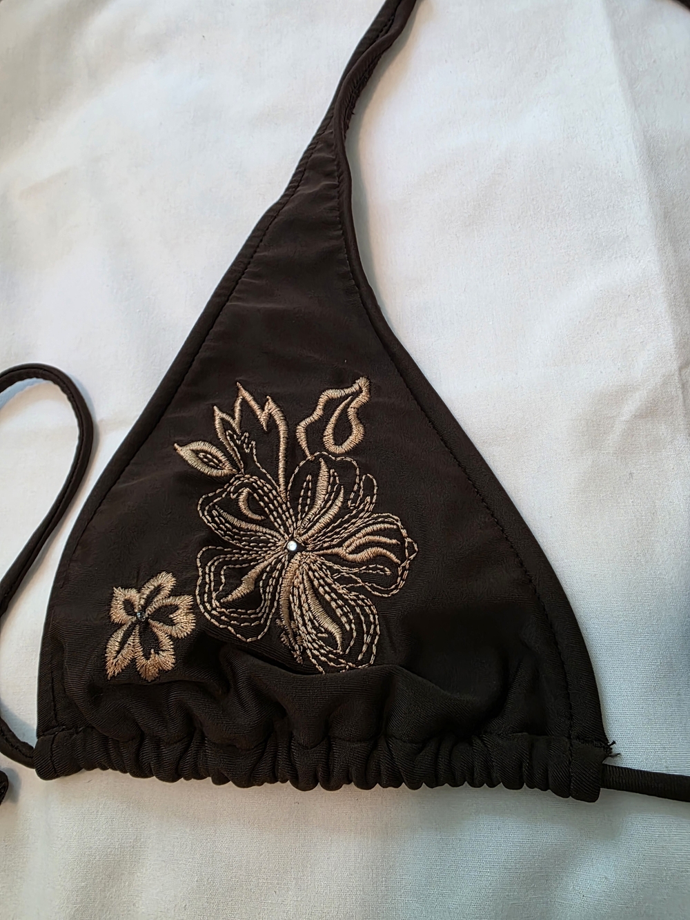 Women’s Chocolate Brown Embroidered Triangle Bikini Set - Picture 3 of 5